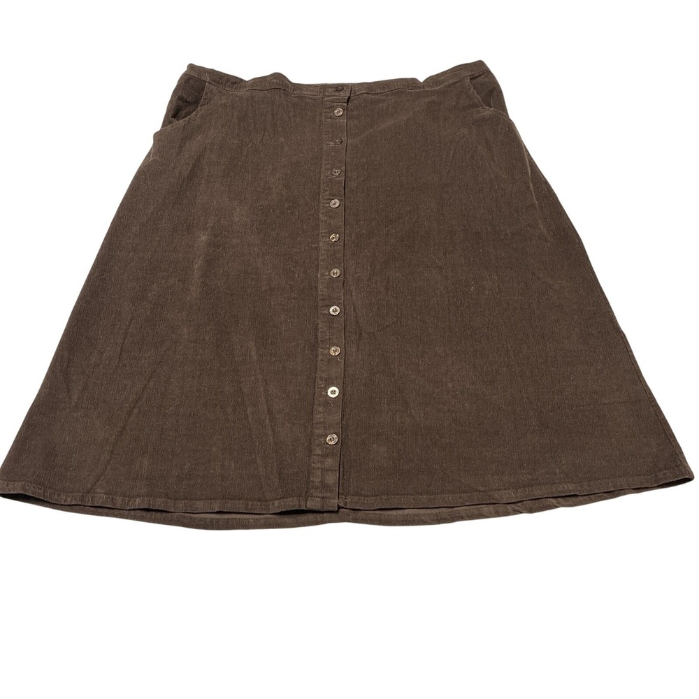 Women Within Skirt Womens 24W Brown Corduroy Button Down Maxi Elastic Waist